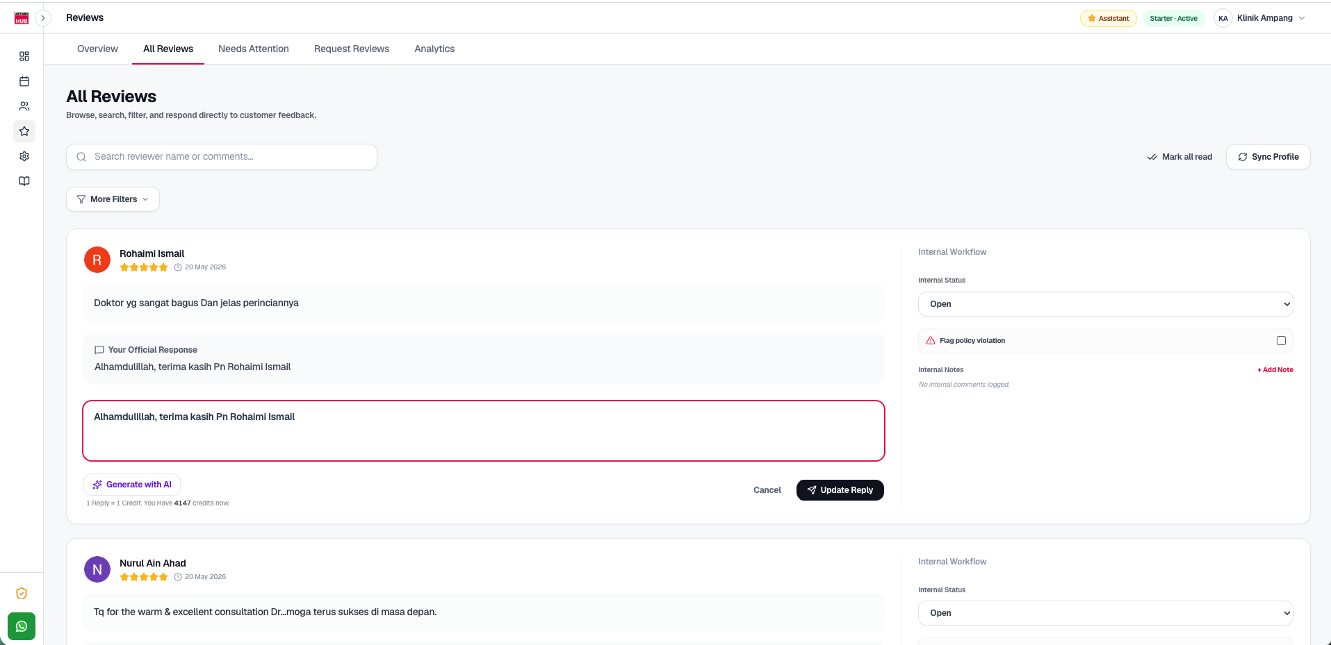 LamaniHub Google Review Management