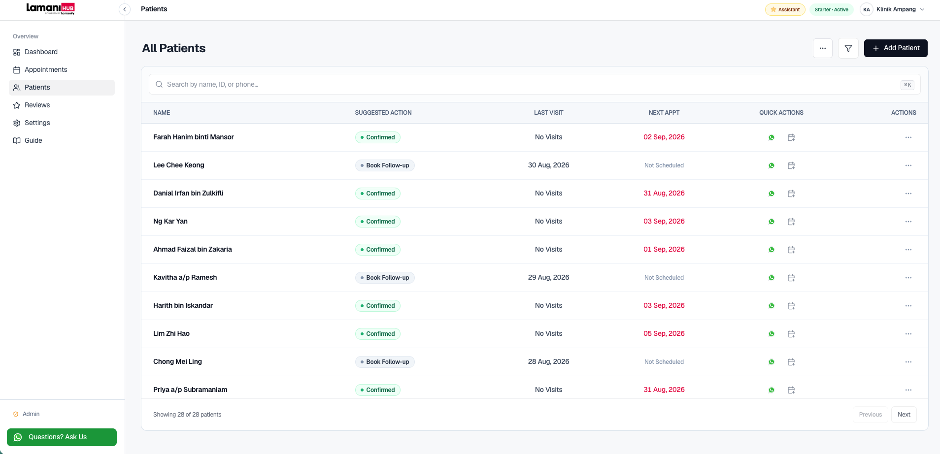 LamaniHub Patient Dashboard