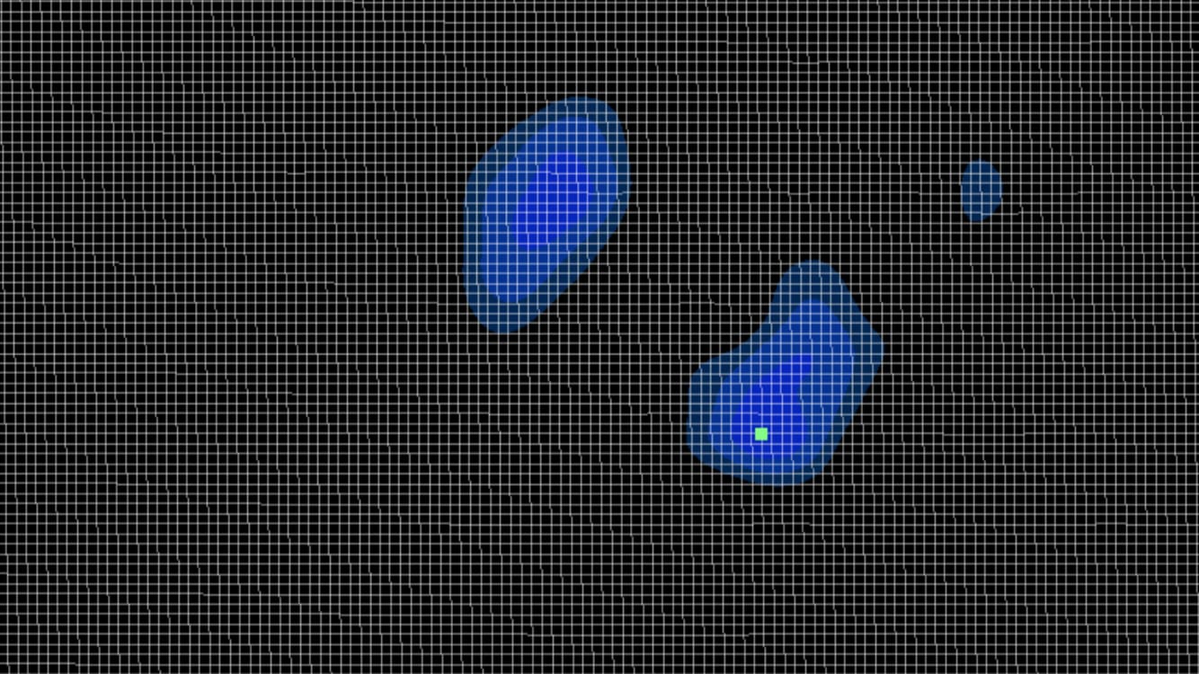 Heatmap which shows significantly less radiation compared to the other image