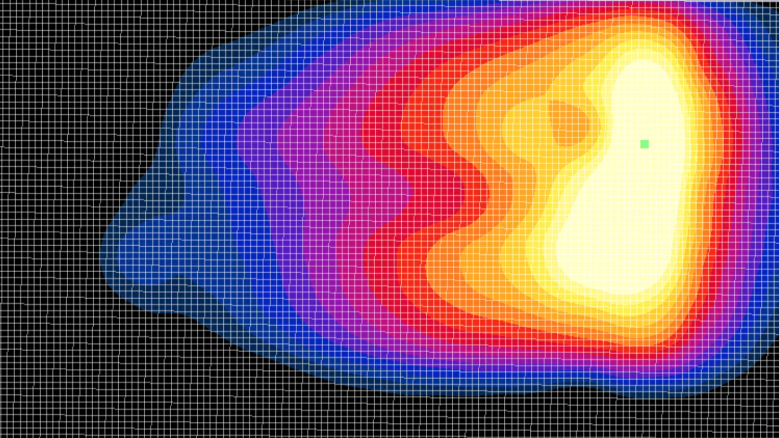 Heatmap which shows significantly more radiation compared to the other image