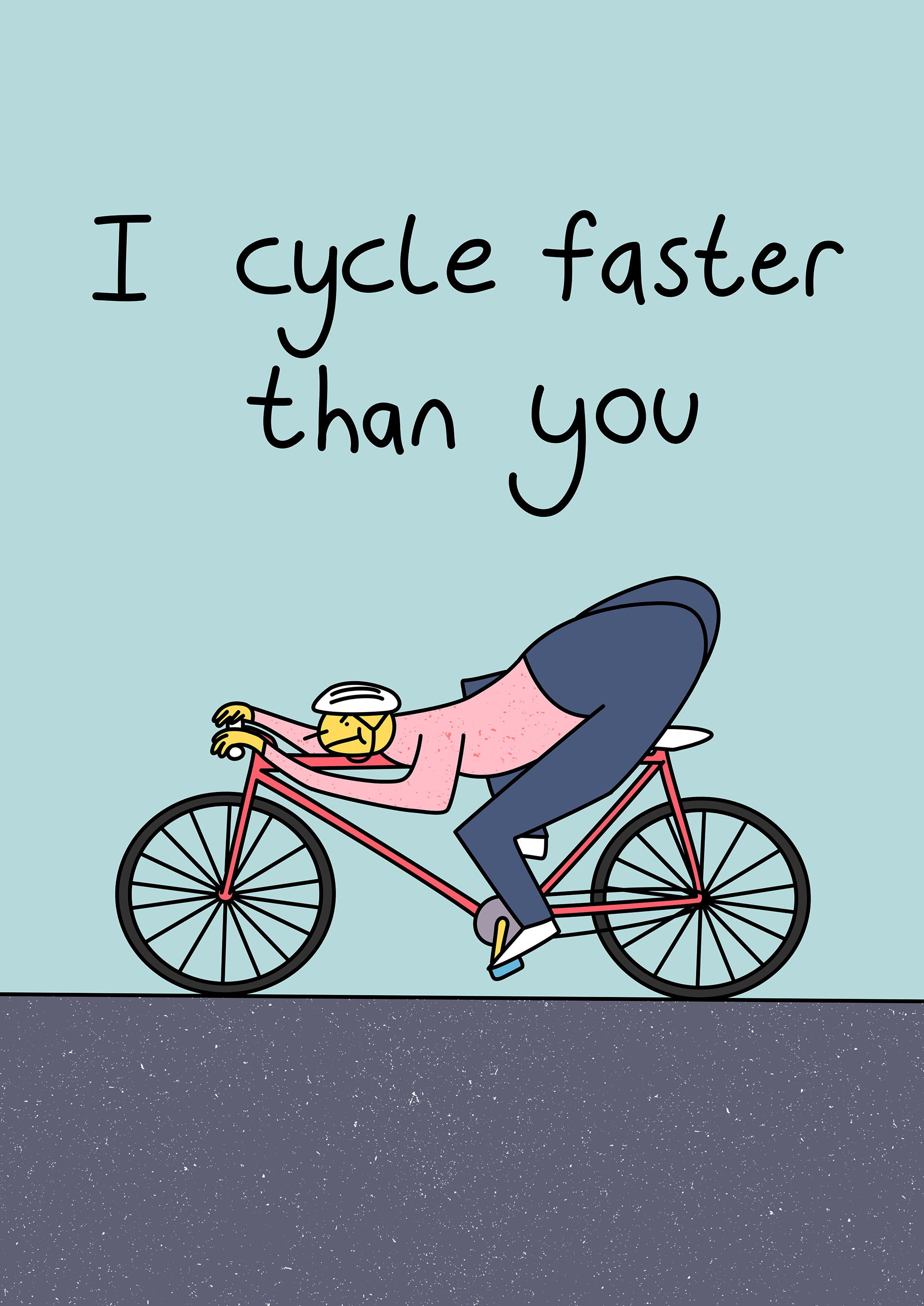 A man cycling in a funny position