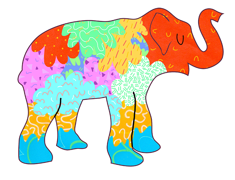 Colourful painted elephant