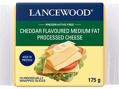 Lancewood cheddar flavoured medium fat processed cheese slices product image