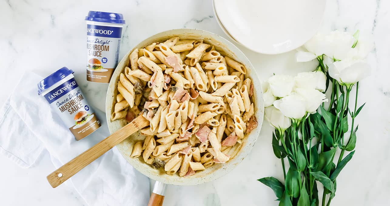 Simple Mushroom & Ham Pasta