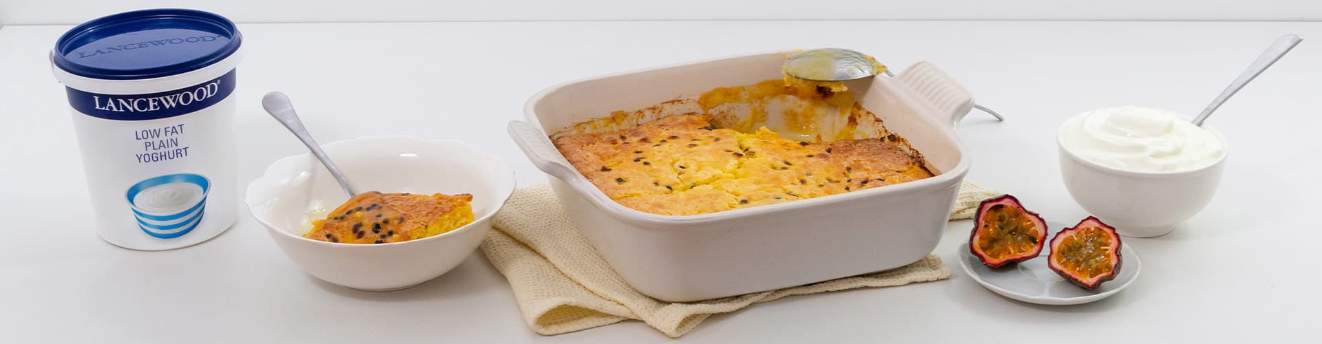 Self-saucing Granadilla Pudding