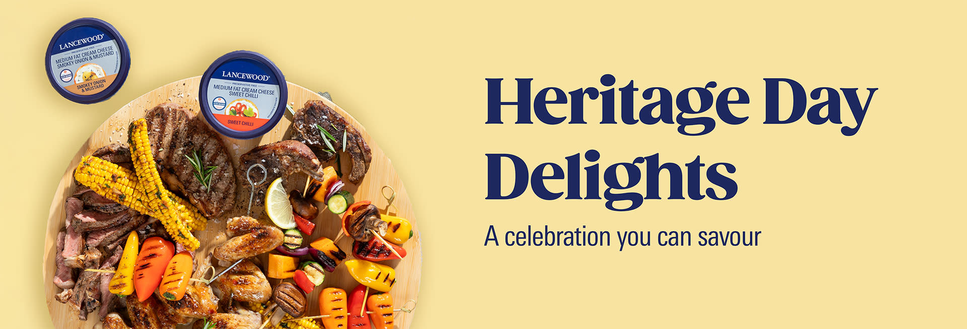Heritage Day braai ideas with grilled meat, cheesy bread and Lancewood dips for sharing