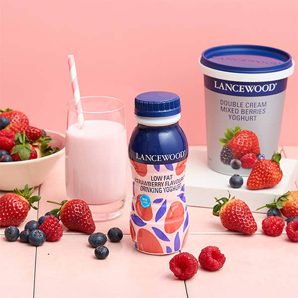 Lancewood® Drinking Yoghurt with mixed berries - the drinking yoghurt South Africa families love for on-the-go refreshment.
