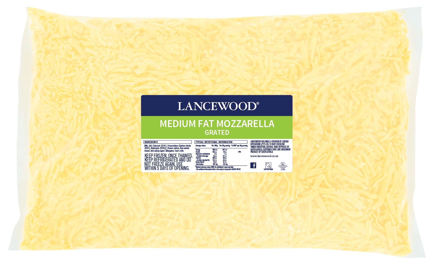 Lancewood grated medium fat mozzarella product image