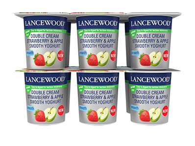 Lancewood Lactose Free Smooth Strawberry & Apple Yoghurt Multipack