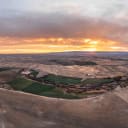 Sunrise over the Seachris Family Farm in Touchet, WA. 