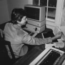 Photo accompanying the cover article "Computers in Conservation" in the winter 1983-1984 issue of Exchange.