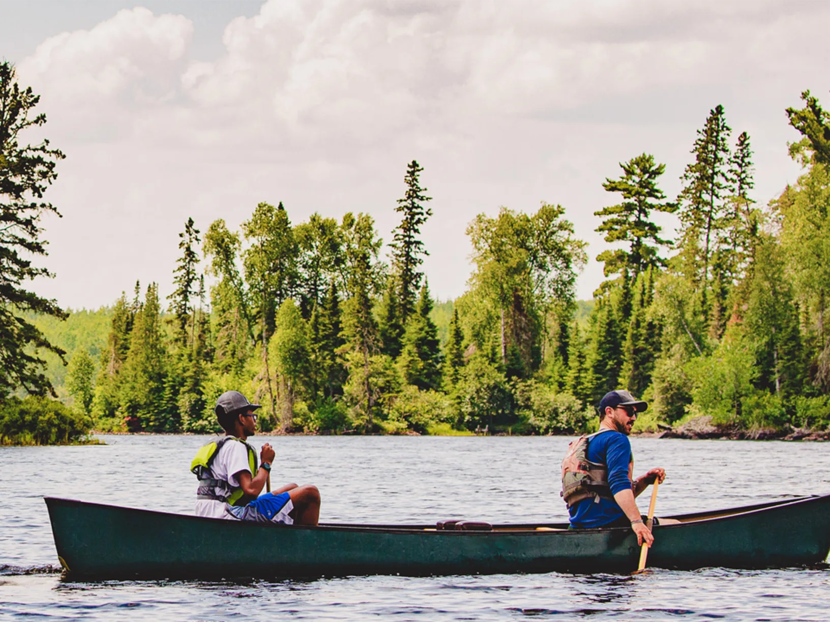 Two people canoeing