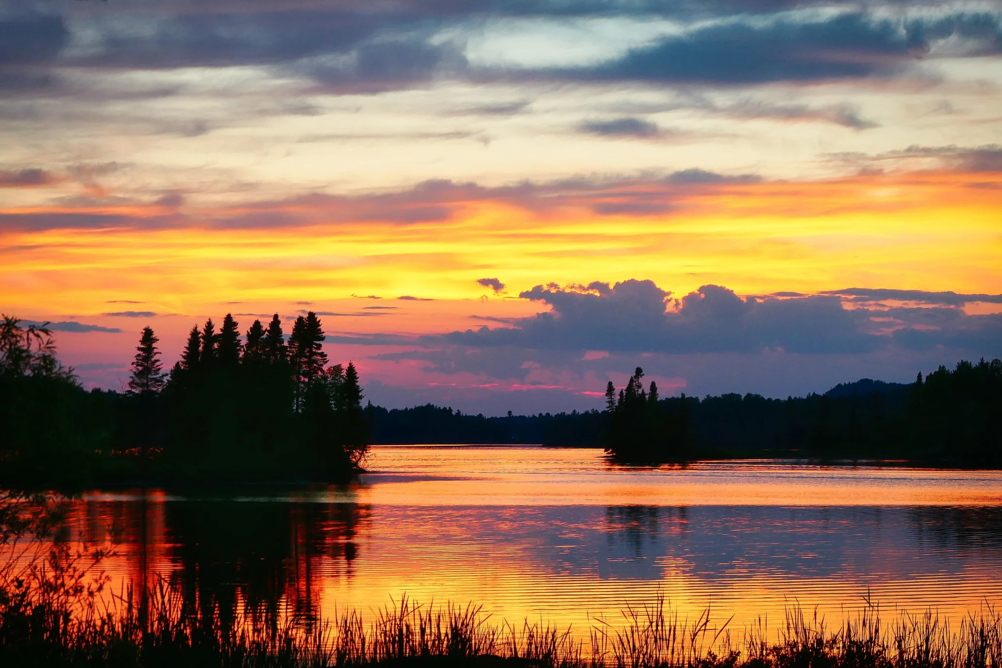 A lake at sunset