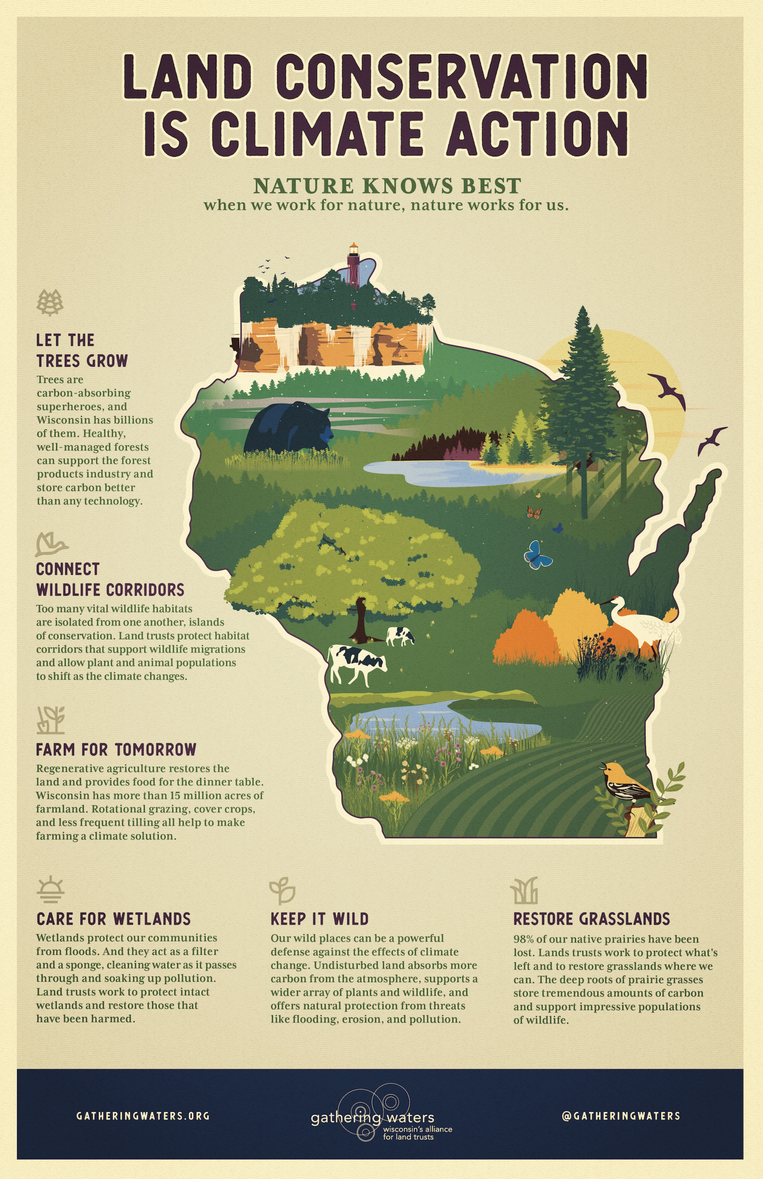 An infographic about "Land Conservation Is Climate Action"