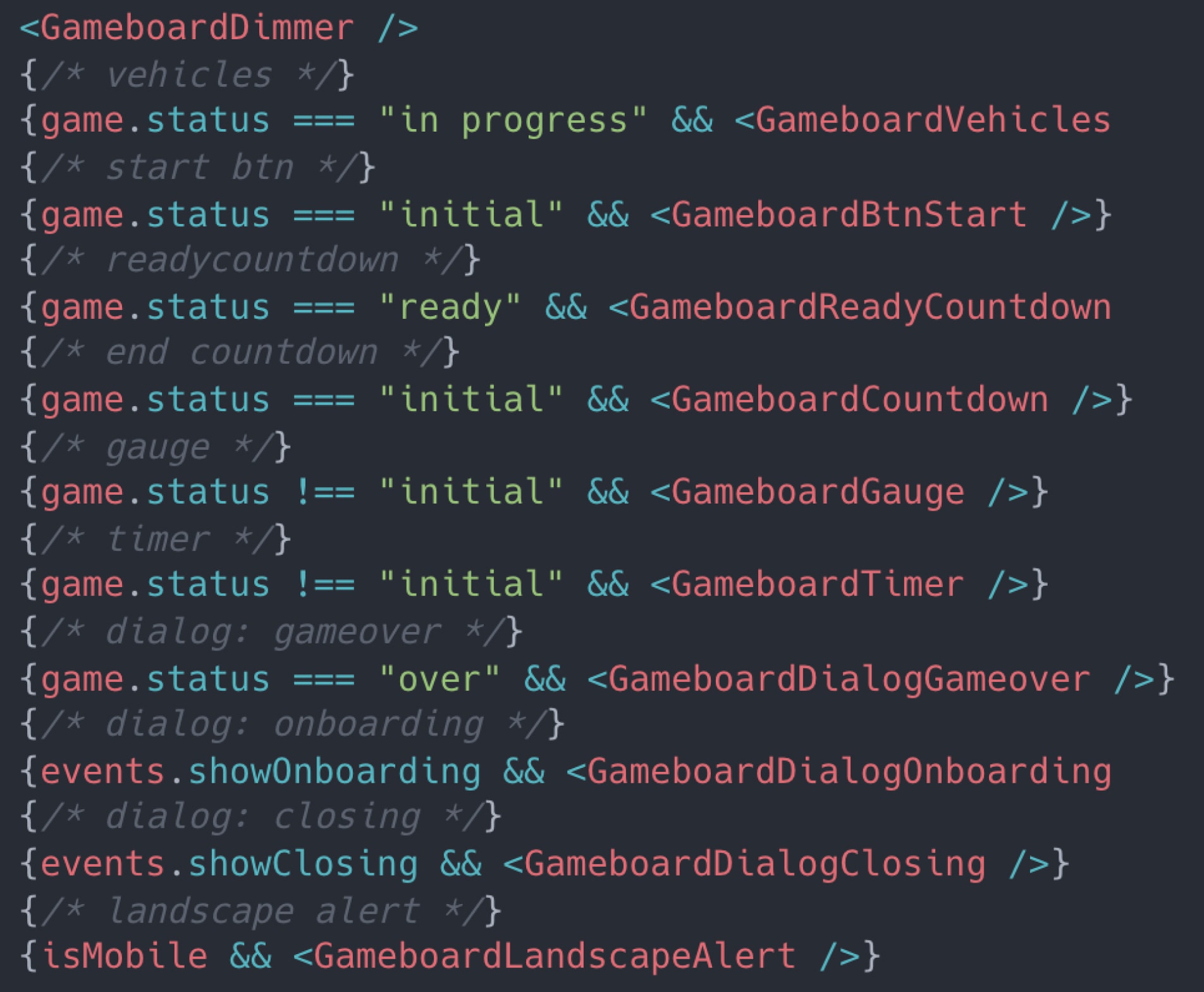 Fin de chantier Gameboard component