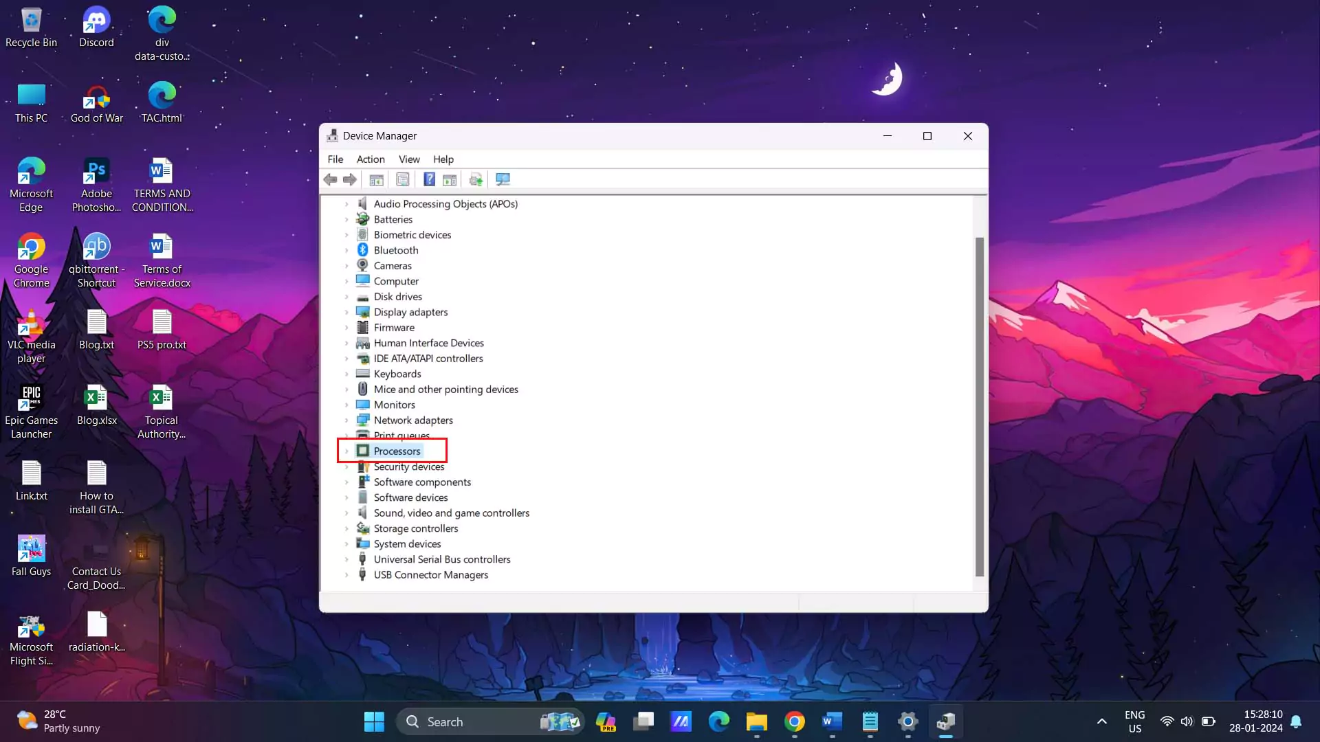 windows device manager settings