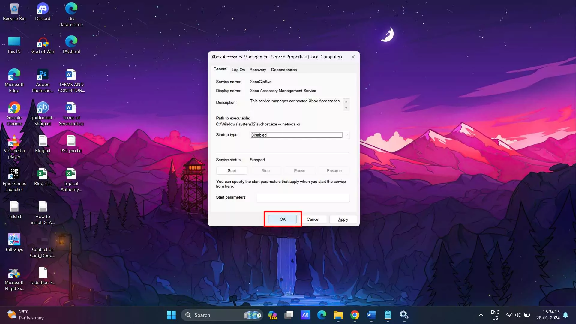 windows services disable