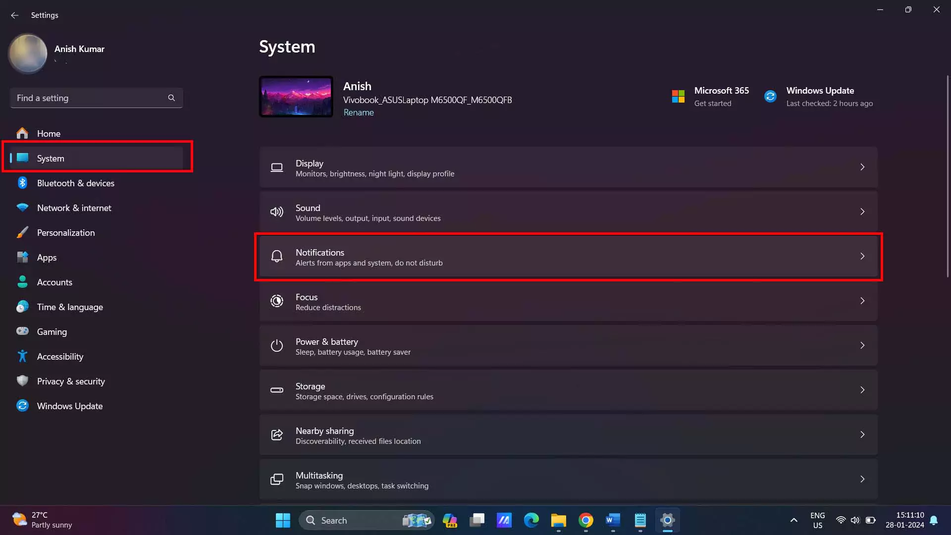 windows notification settings