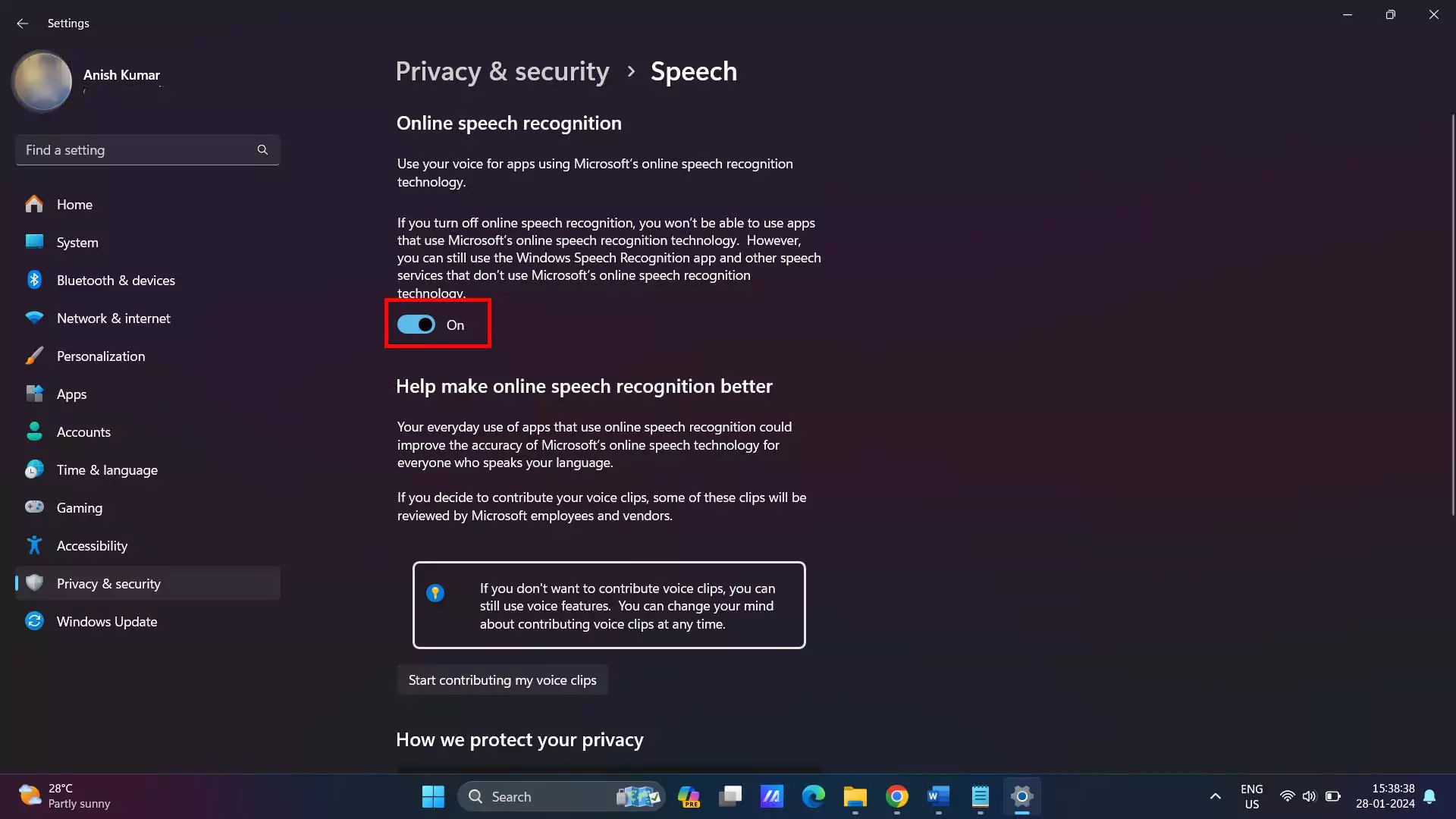 windows privacy settings