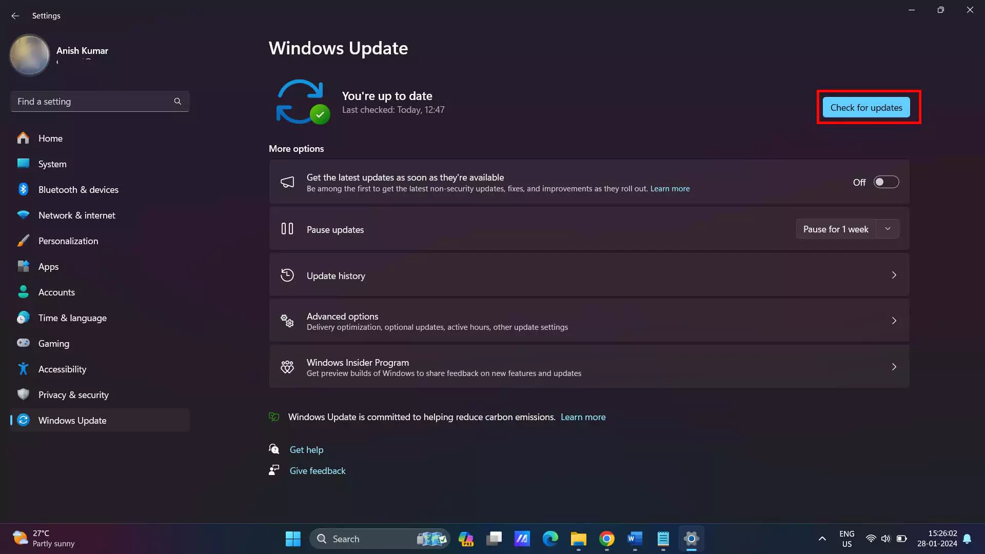 windows update settings