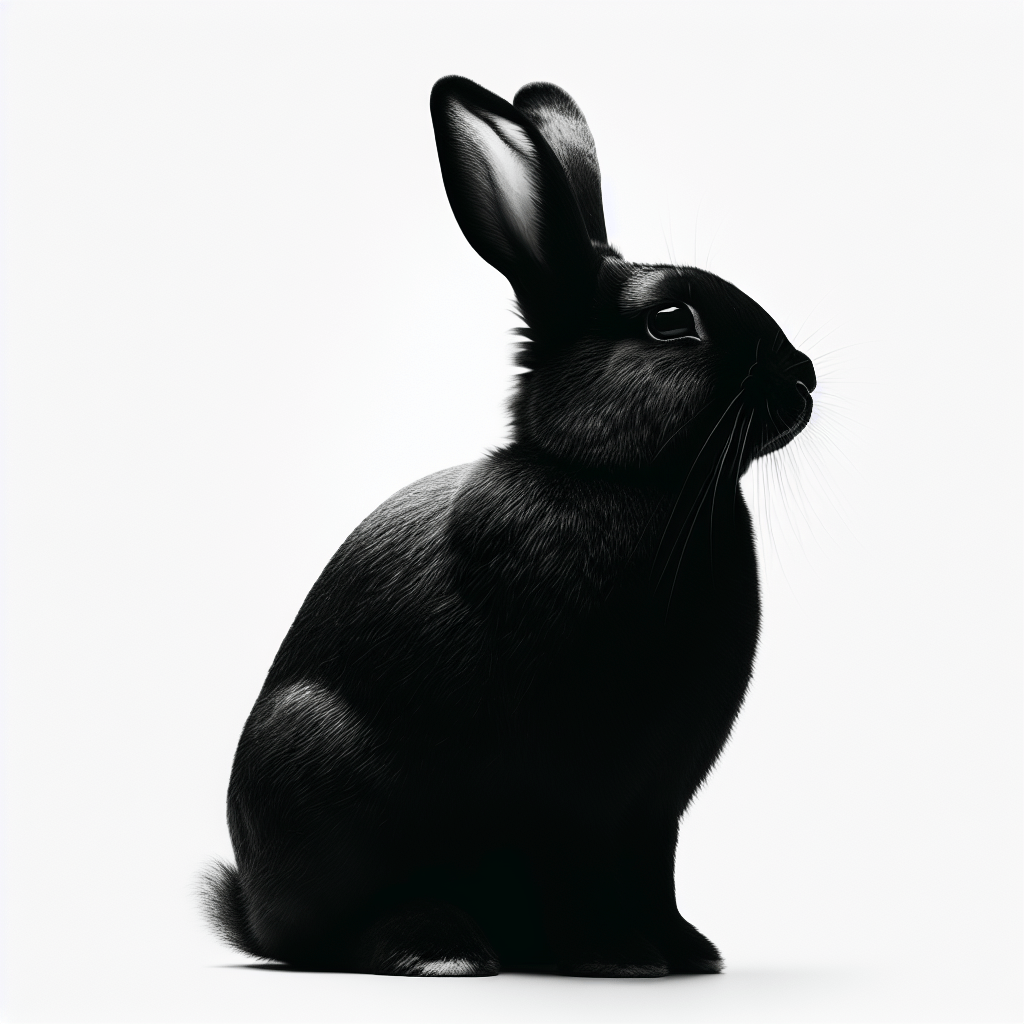 a black rabbit on a pure white background​