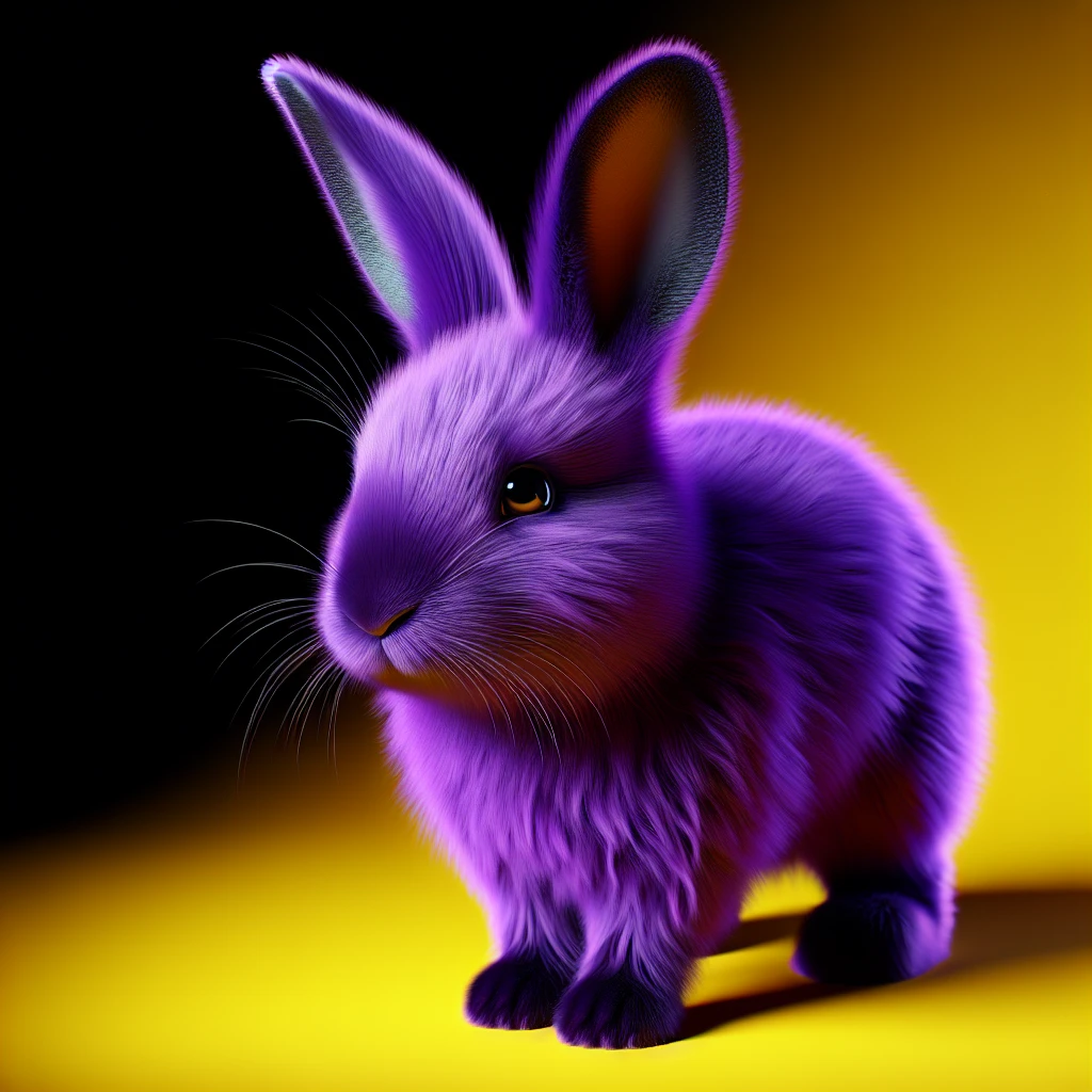 a purple rabbit on a yellow black background a purple rabbit on a yellow black background