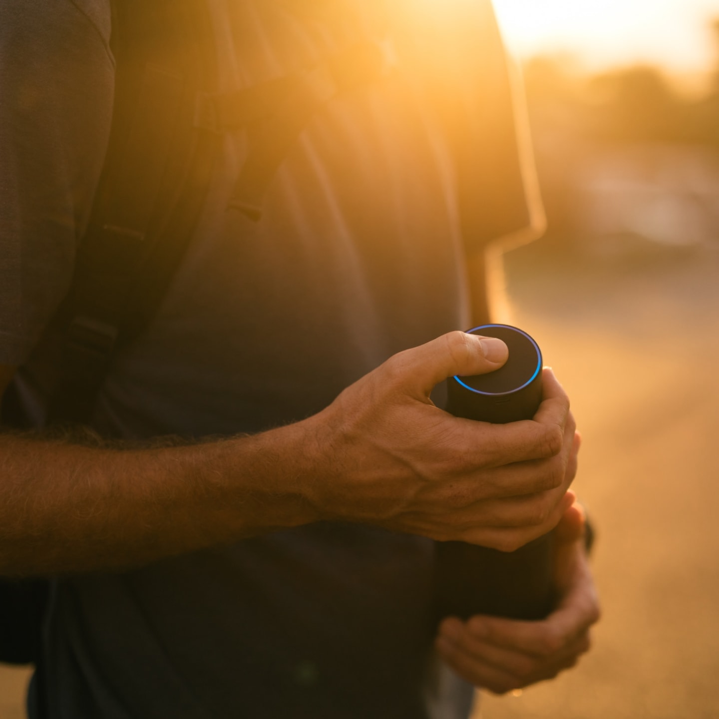 Finger pressing a button on LARQ Bottle Movement PureVis