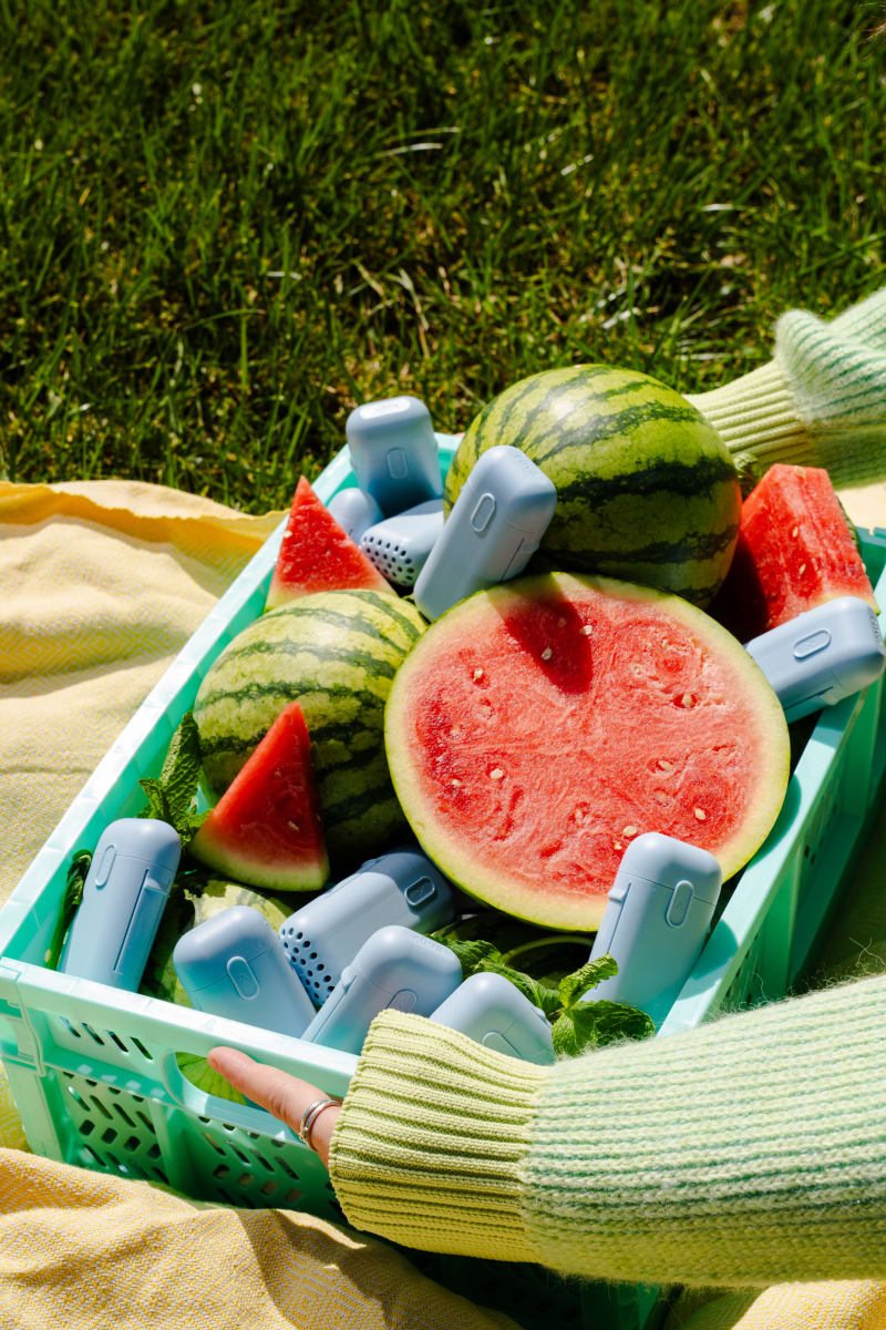 cūva pods in a basket of watermellons