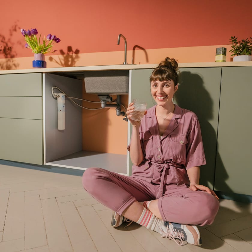 Person drinking fresh clean water