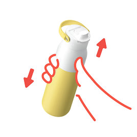Hand shaking the bottle with the cap