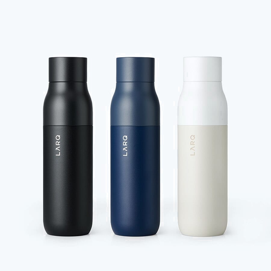3 LARQ Bottles PureVis in colors Obsidian Black,Monaco Blue and Granite White in size 17oz/500ml