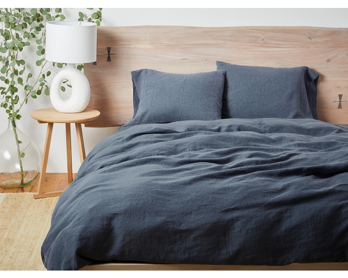 Coyuchi Organic Linen Sheet Set in Moonlight Blue
