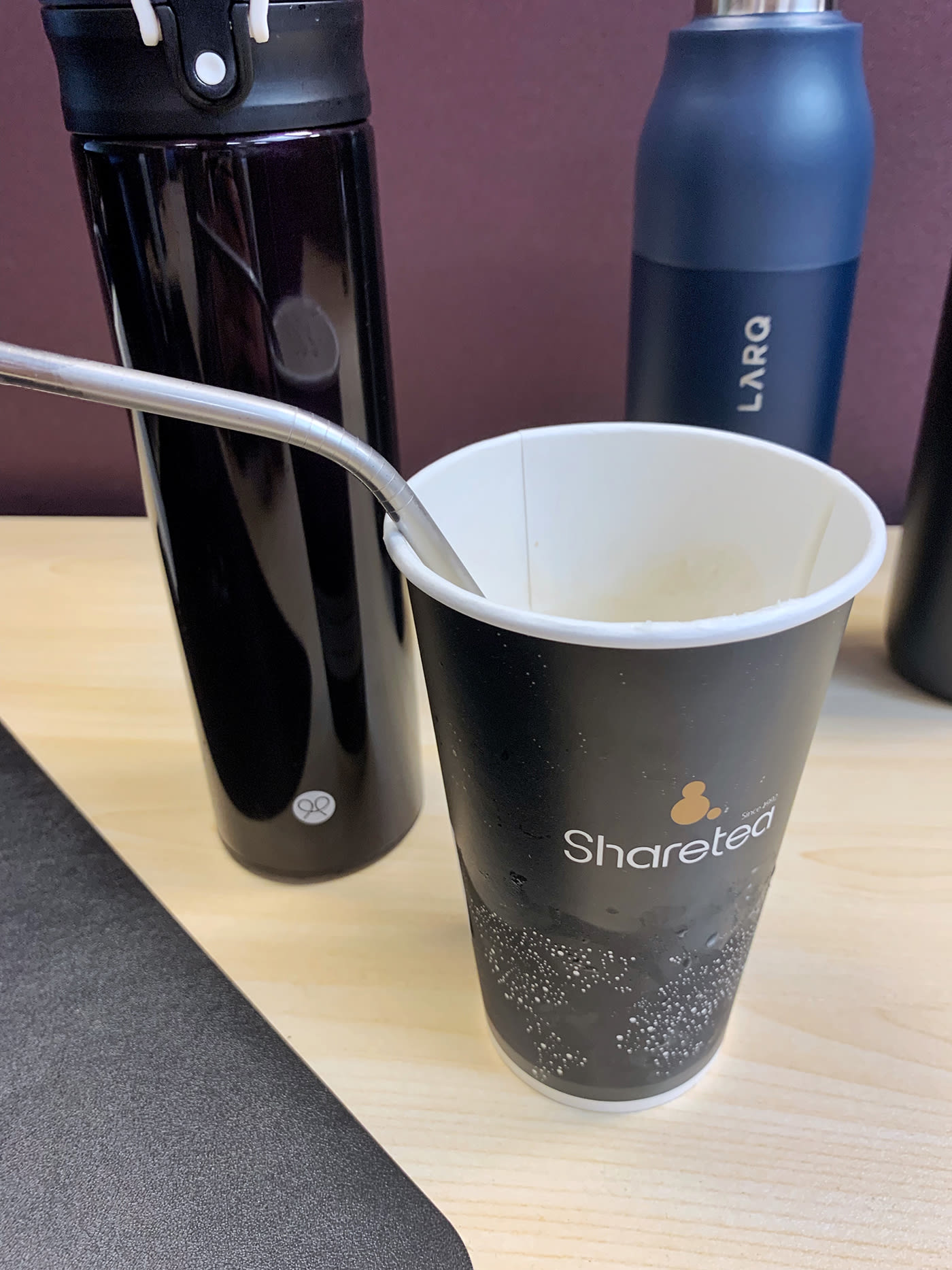 tumbler and paper cup with stainless steel straw