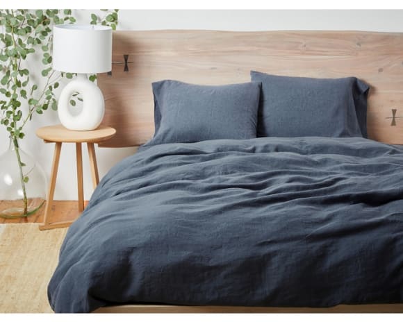 Coyuchi Organic Linen Sheet Set in Moonlight Blue