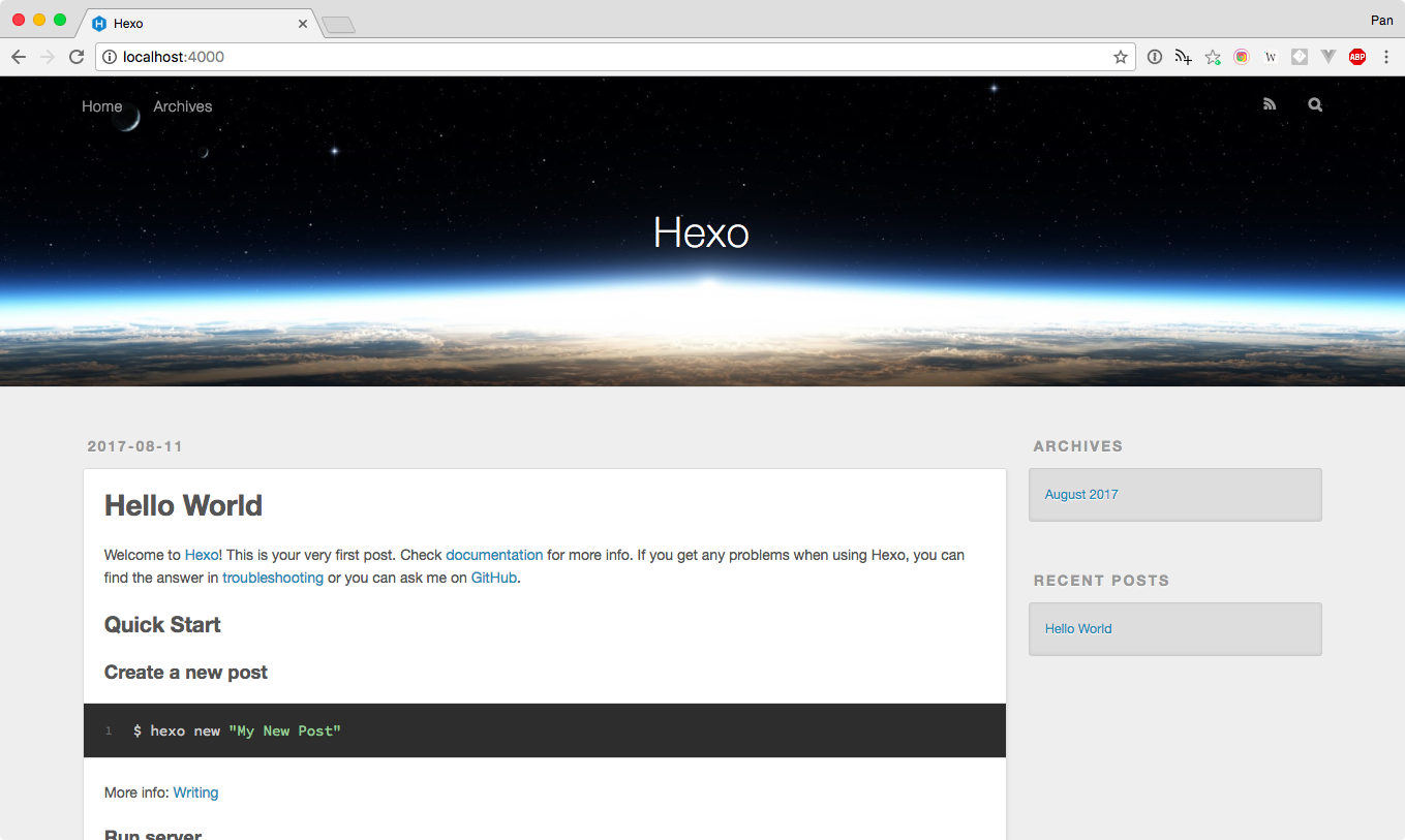 Hexo + Github Pages:手把手教你打造免費個人部落格 1 Hexo 部落格完成