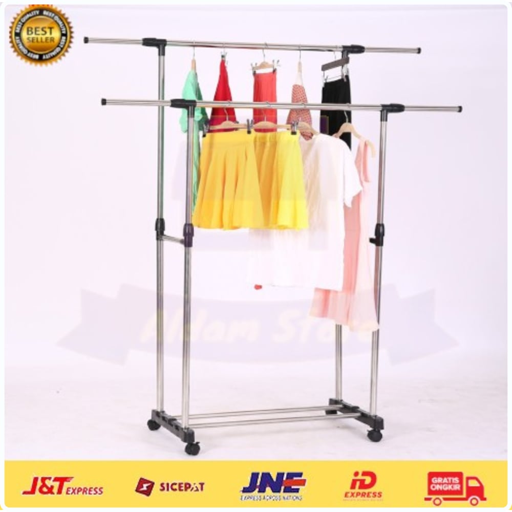 Jual Gantungan Baju Double Berdiri Besi Rak Gantung Pakaian Stand Hanger Kode 160 Di Seller 7365