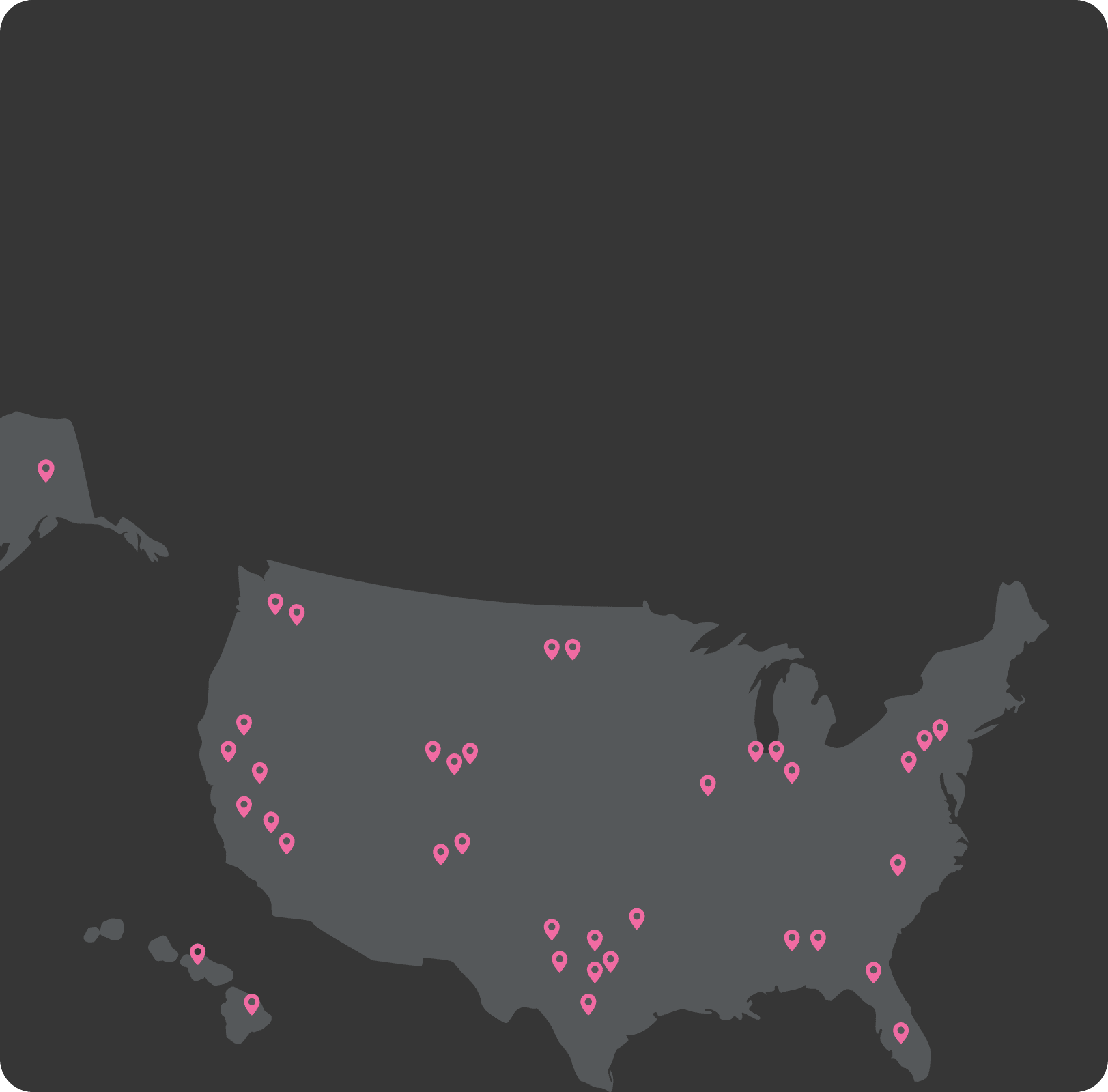 Map showing LaserAway locations