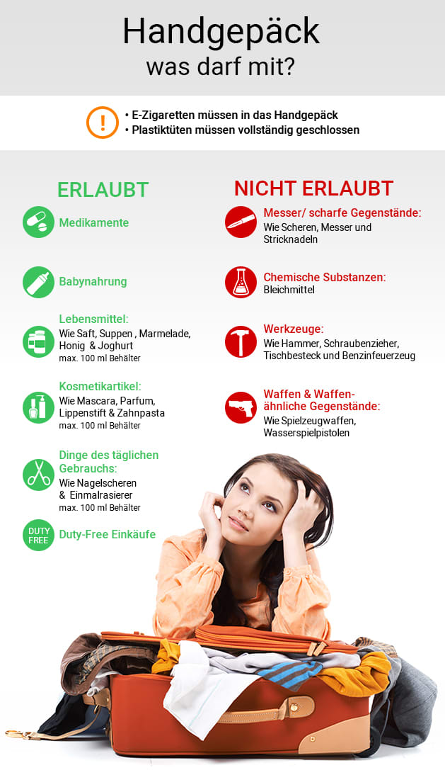 bordgepäck was ist erlaubt