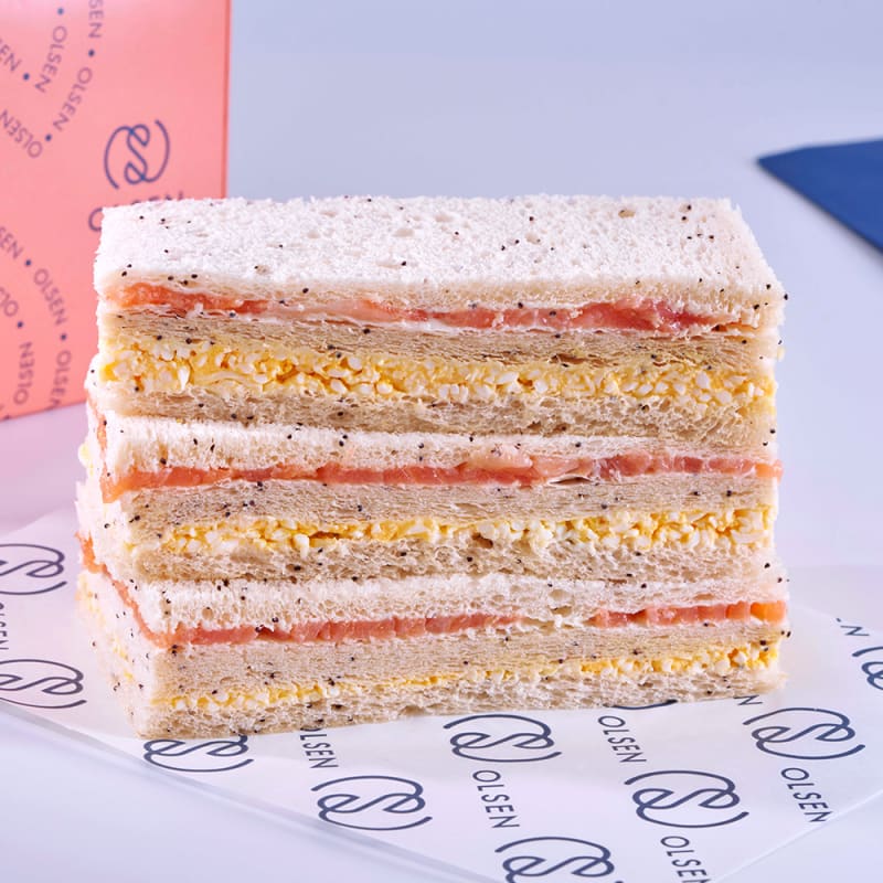Sabor Salmón y huevo — sándwich de miga Olsen
