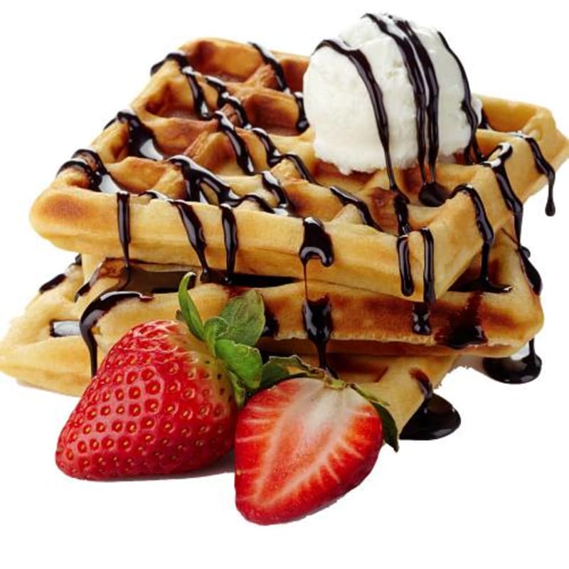 Gofre con Nata,  Chocolate, y Frutos Rojos (1ud)