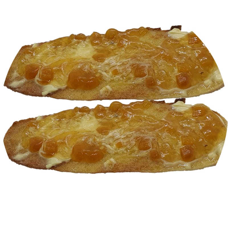 Tostada Avilés (1ud) Pan Natural, Mantequilla y mermelada de Melocotón