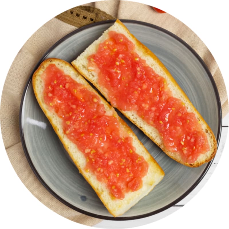 Tostada Cullera(1ud) Una Rebanada de Pan con Tomate Natural Rallado y Aceite Oliva Virgen Extra