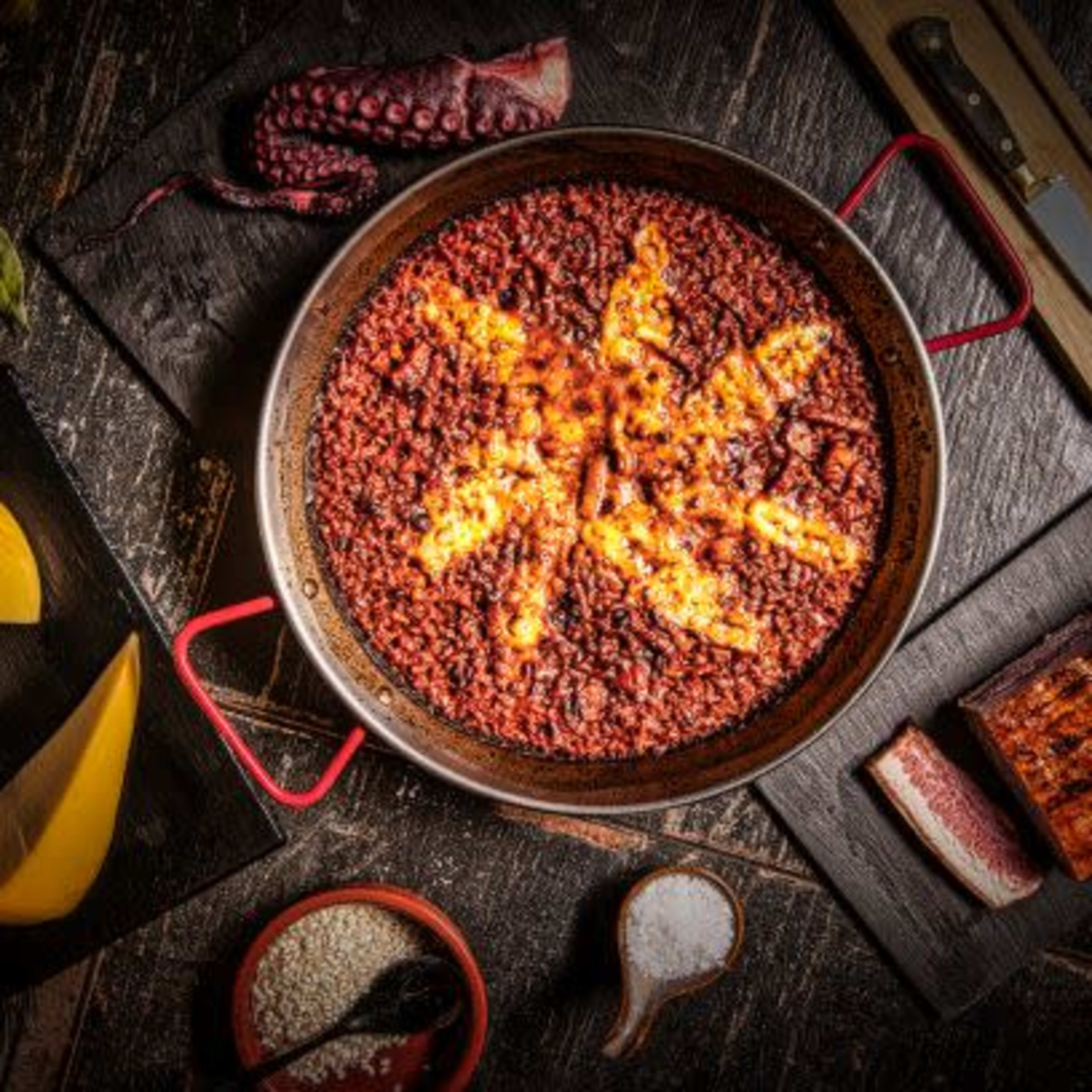 Arroz de pulpo con panceta y queso San Simón