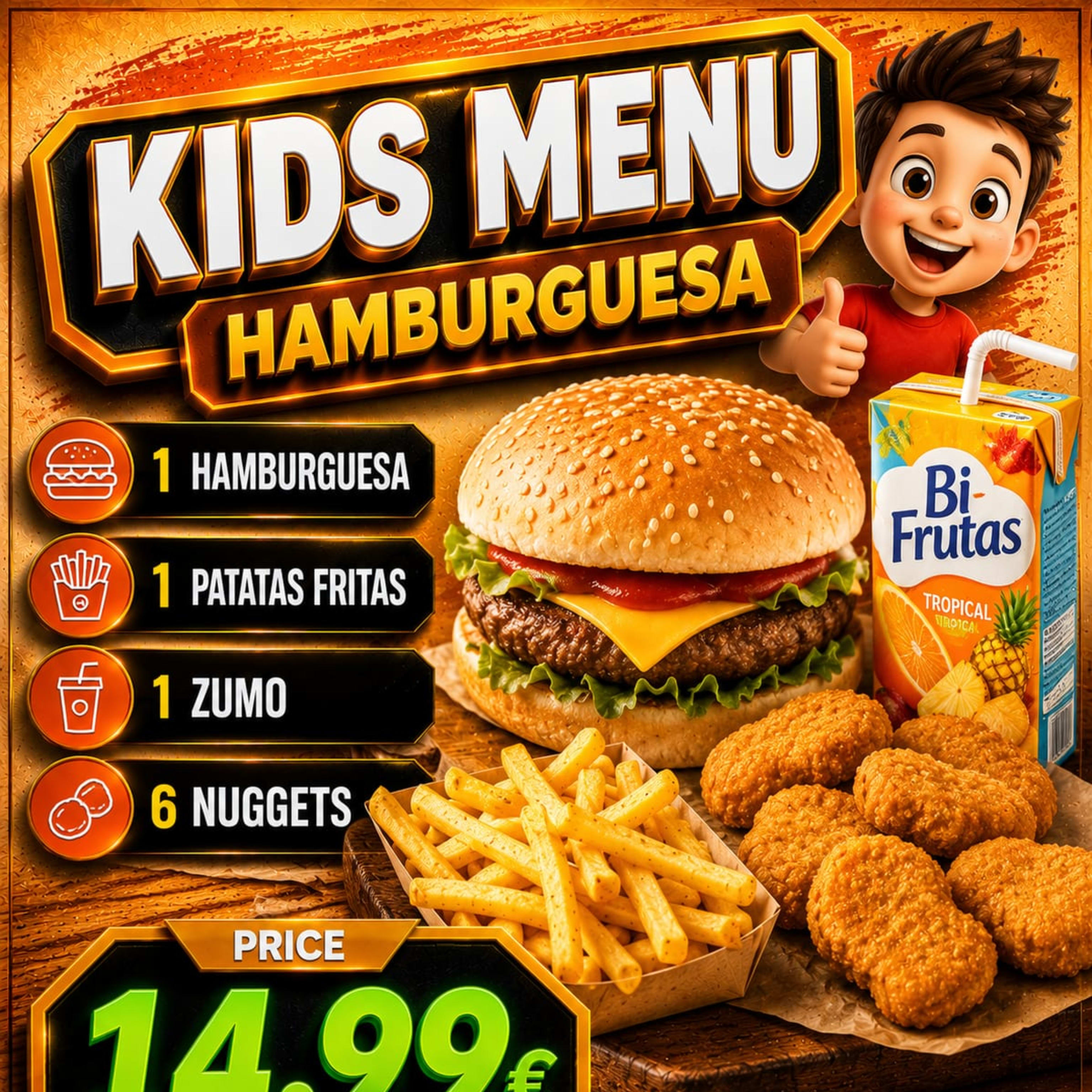 78-Kids Menu Hamburguesa Patatas Fritas Zumo Nuggets 6 (uds)