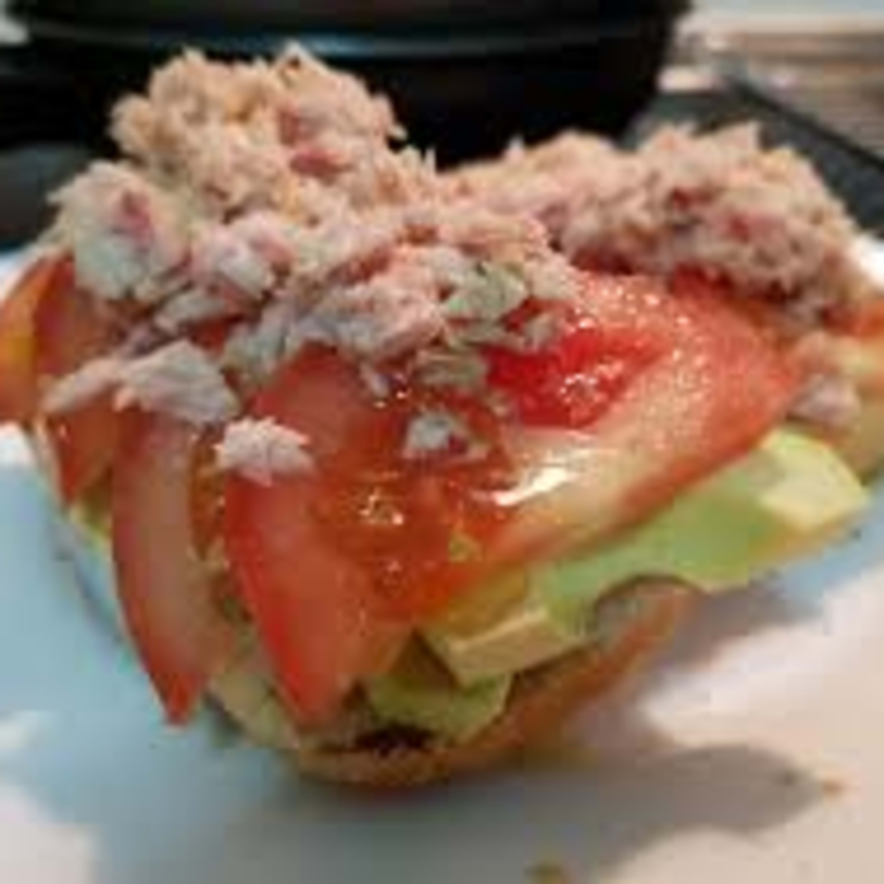 C. SLICED TOMATO, TUNA AND AVOCADO