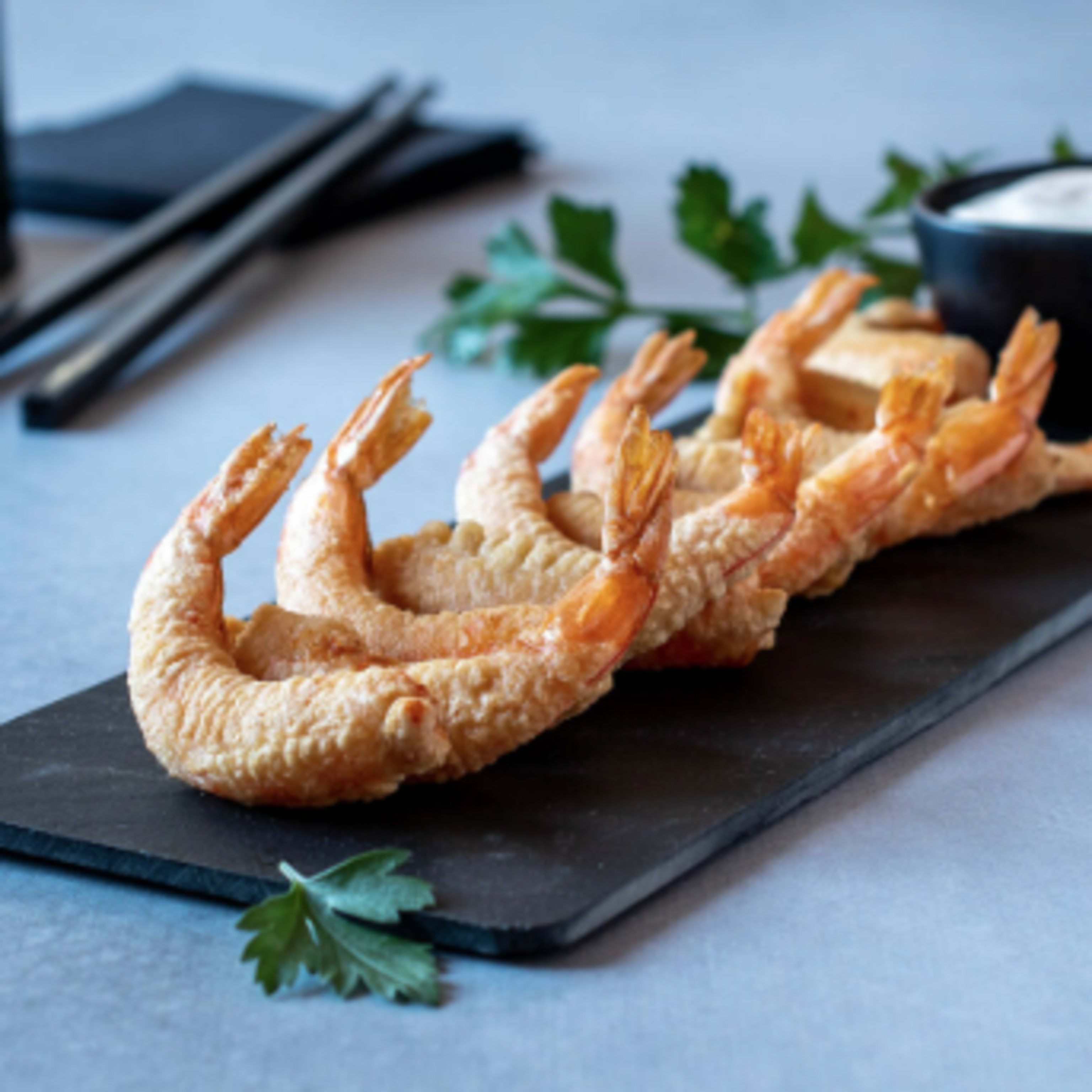 Langostinos en tempura