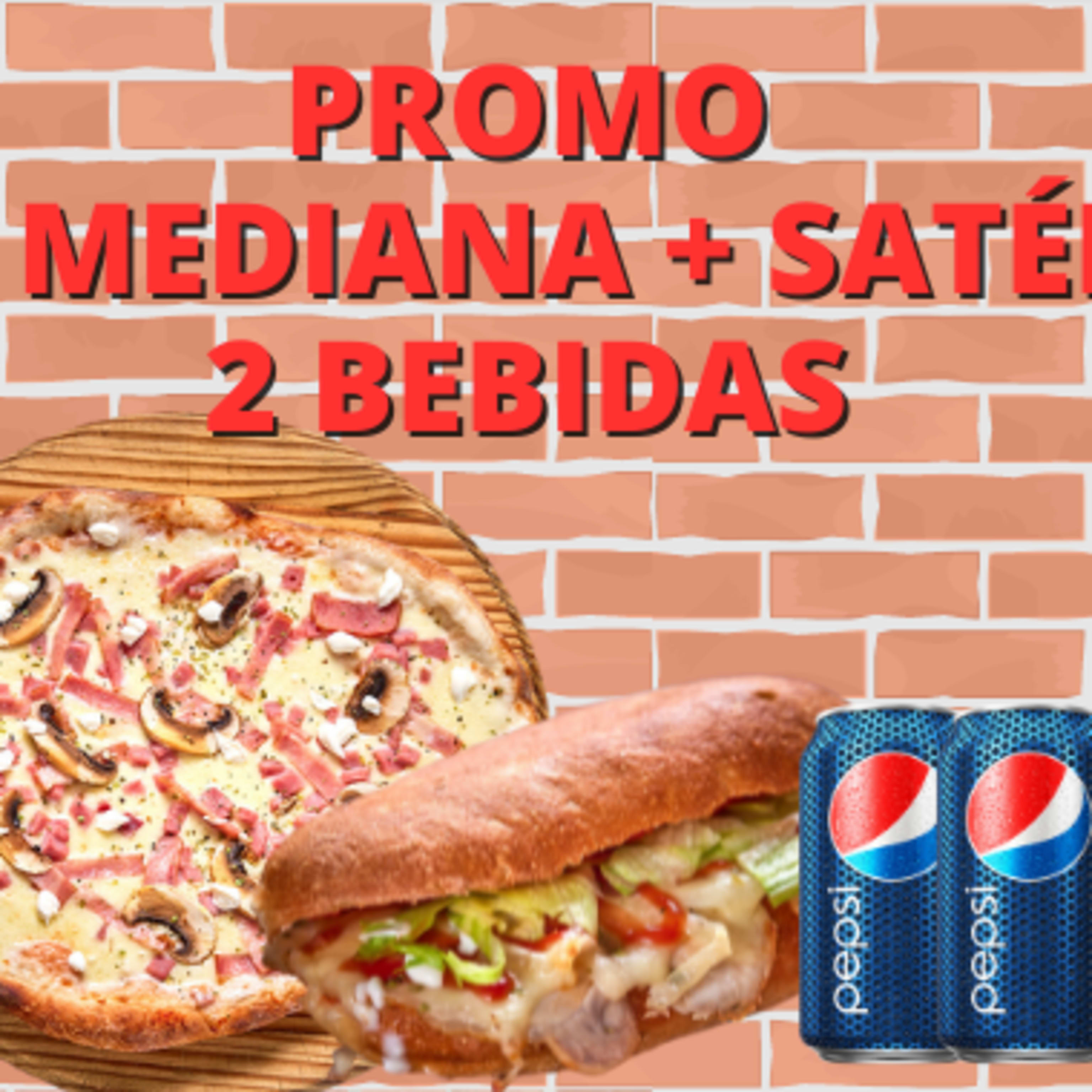 PROMO PIZZA MEDIANA + SATÉLITE + 2 BEBIDAS