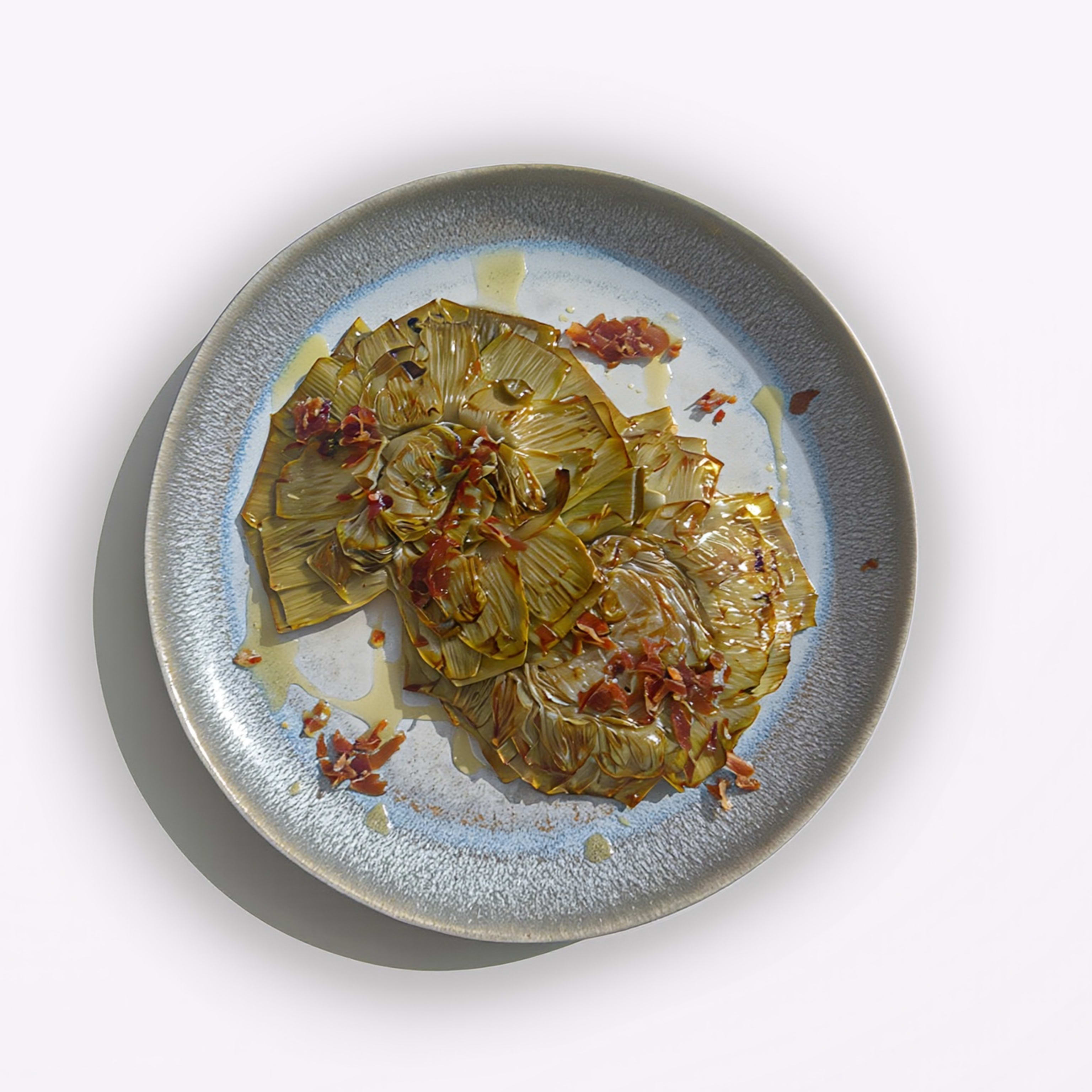 Flores de Alcachofa con ibérico
