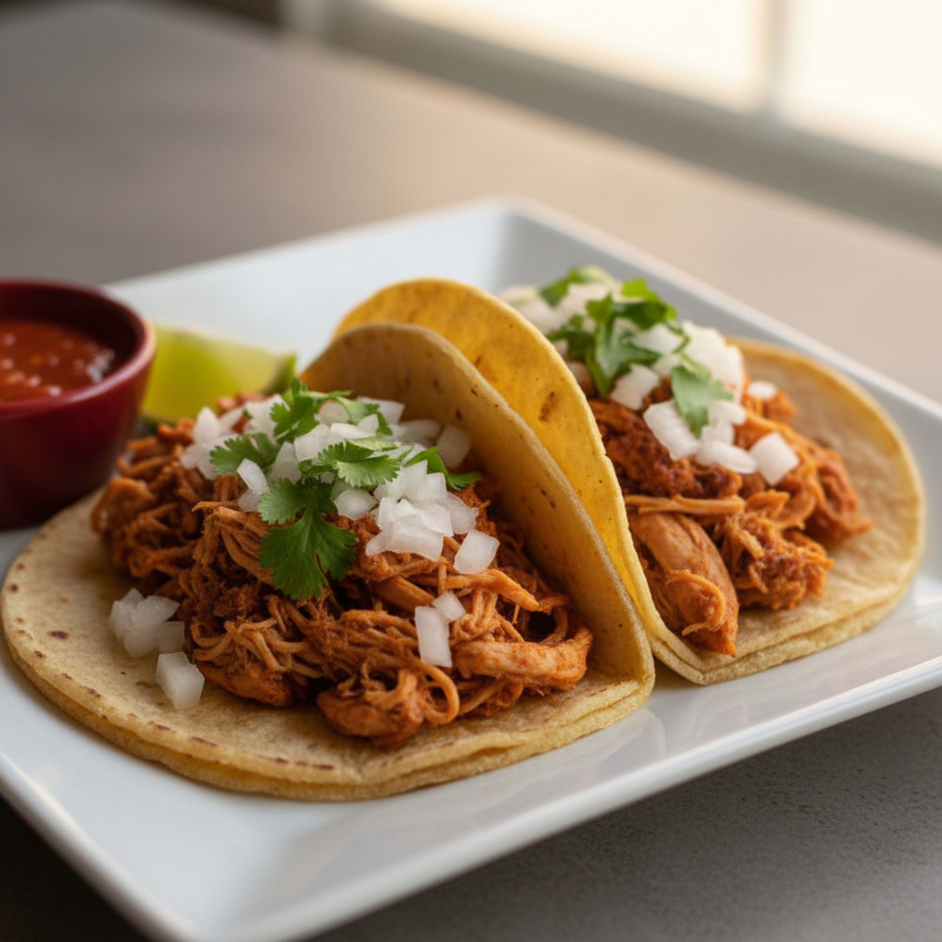 Taco de Tinga de Pollo.
