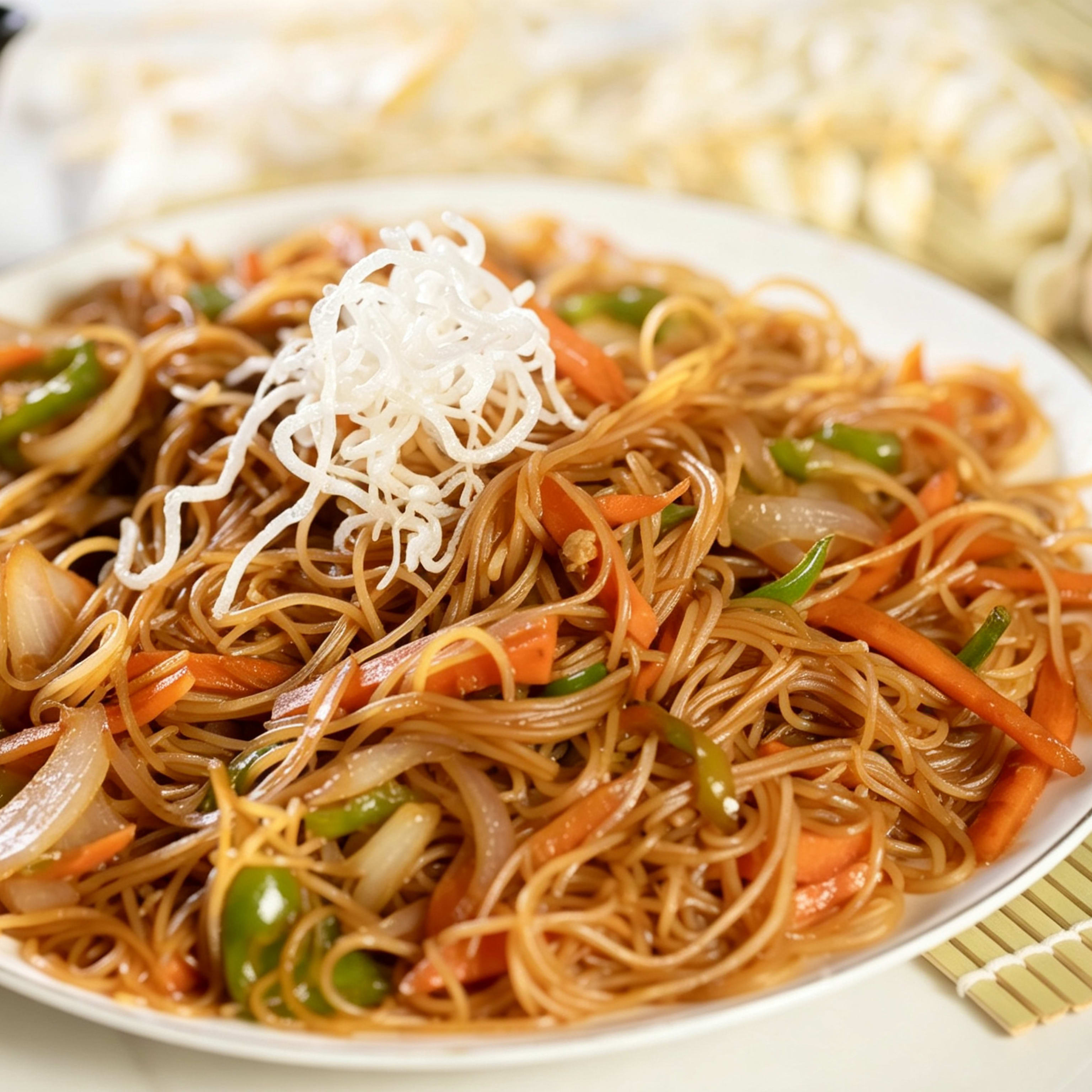 Fideos de Arroz Fritos con Verduras y Huevo